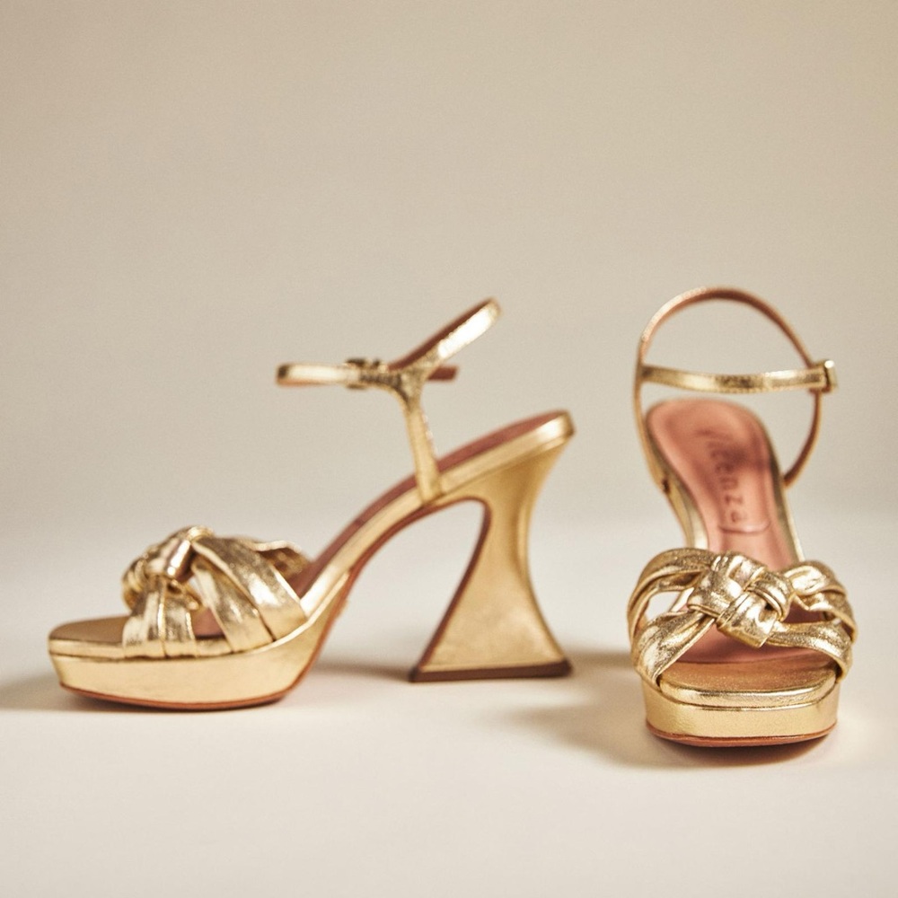 Vincenza knotted platform heels - brand new - gold - Anthropologie - size 9